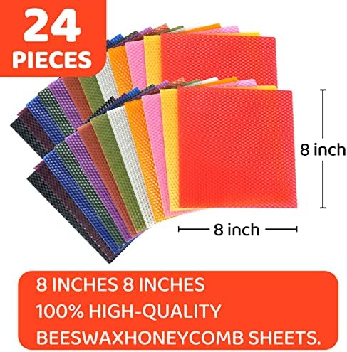 Nafziger 24 Pack 8x8 Inch Beeswax Sheets for Candle Making Kit Starter, Kids & Adults DIY Craft Gift - Image 2