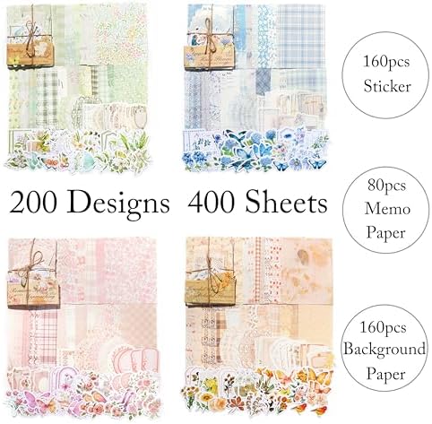 400 Sheets Scrapbook Papers Journaling Stickers Scrapbooking Supplies Kit Junk Journal Supplies Decorative Craft Stickers for Planner, Bullet Journal Collage Card Embellishment Retro Crafts - Image 6
