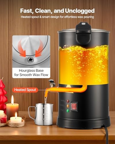 VEVOR 10Lbs Wax Melter for Candle Making, Fast and Even Heating, with Easy Pour Spout and Temperature Control, Hourglass Base for Non-Stick Smooth Flow, Wax Melting Pot for Making Candles Soaps - Image 5