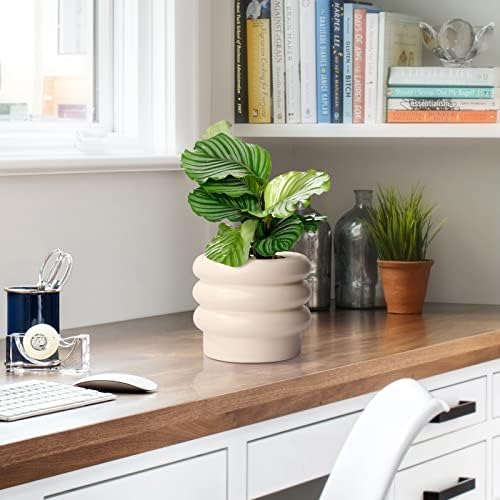 Ceramic Plant Pot, 6 Inch White Ceramic Planter with Drainage Holes - Image 6