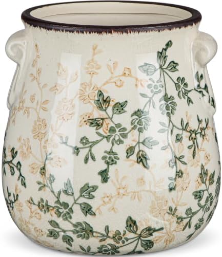 Ceramic Scroll Planter 6.5 Inch, Greenish Brown by Unknown
