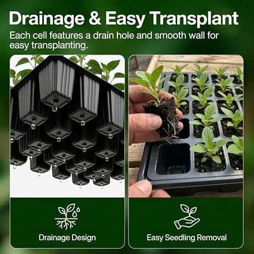 Gardzen 10-Set Garden Propagator Set, Seed Tray Kits with 400-Cell, Seed Starter Tray with Dome and Base 15" x 9" (40-Cell Per Tray) - Image 5