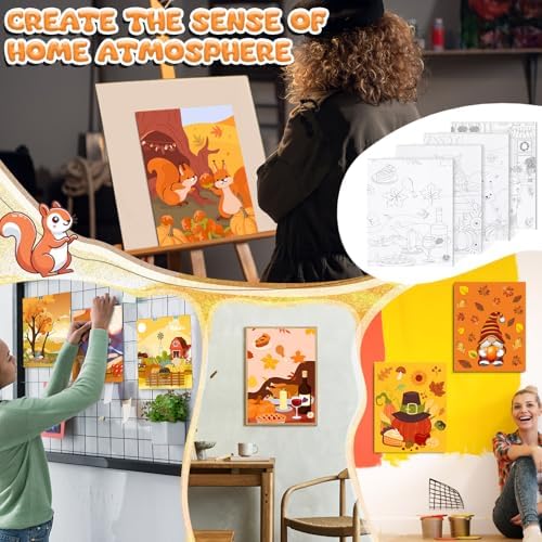 Sherr 140 Pcs 20 Set Pre Drawn Canvas Painting Kit, Autumn - Image 5