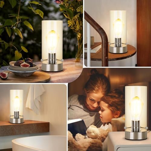 Table Lamp for bedroom, Modern Glass Lamp Bedside Lamps for Night stands - Image 6