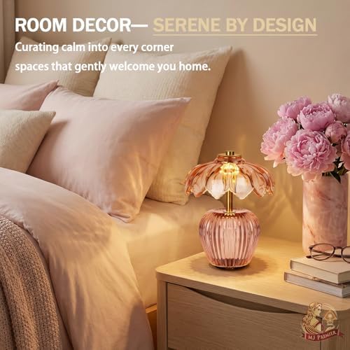 MJ PREMIER Rechargeable Table Lamp, Small Cordless Lamp with Timer, Pink - Image 6