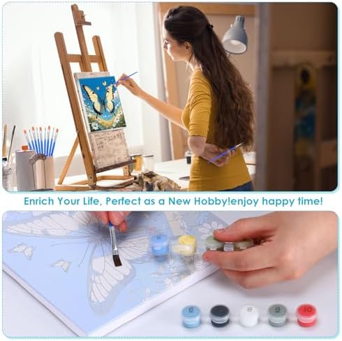 RoundFunny 8 Set Paint by Numbers Drawing Kit for Adults,Classic Flutter - Image 5