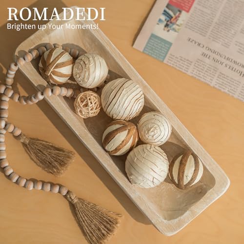 Romadedi Paulownia Wood Dough Bowl for Decor, Candle Tray 16-in Long - Image 2