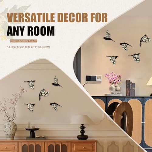 Wooden Bird Wall Decor Set of 5, Scandinavian Folk Art Flying Bird Wall Art, Lightweight Boho Wall Hanging for Living Room Bedroom Hallway Nursery - Image 6