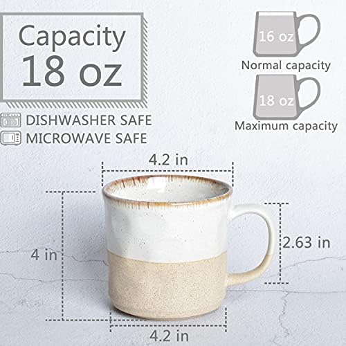 Bosmarlin Large Ceramic Coffee Mug, White Big Tea Cup for Office and Home, 18 Oz, Dishwasher and Microwave Safe, 1 PCS (White, 1) - Image 2