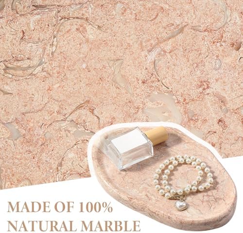 Koville Luxurious Natural Pink Marble Vanity Tray, Cloud Shape Serving Stone Key Tray for Home Decor, 10" x 7" Marble Storage Trays for Bathroom, Stone Plate Holder for Perfume, Candle and Jewelry - Image 4