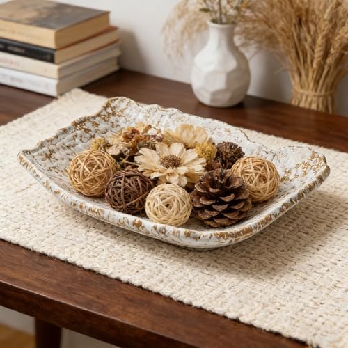 Stone Pattern Irregular Edge Rectangular Ceramic Bowl, Stoneware Centerpiece Tray for Entryway Kitchen Living Room, Decorative Catchall Bowl for Keys Jewelry Fruit, Home Decor Gift - Image 5