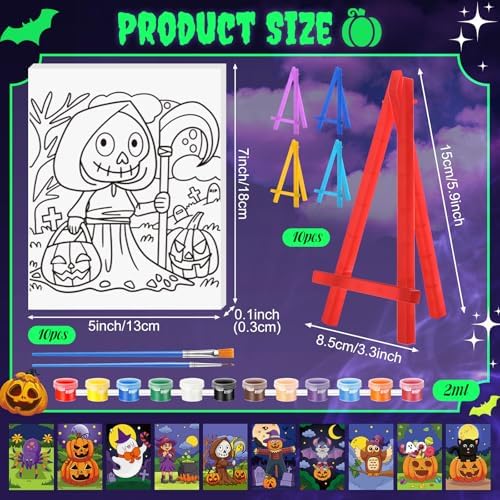 Blosssound 10 Set Halloween Pre Printed Canvas for Painting 5x7" - Image 2