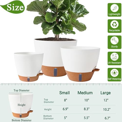 8/10/12 Inch Self Watering Pots for Indoor/Outdoor Plants - Image 3