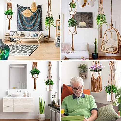 SFENNGPET Macrame Plant Hangers, 6Pack Hanging Planters for Indoor Plants - Image 5