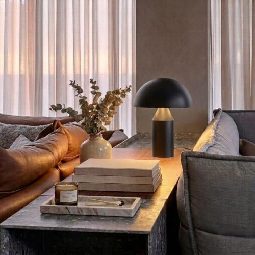 Brightech Venus 14" Globe Table Lamp – Modern Mid-Century Lamp with Golden Metal Shade – Nightstand, Bedside, Desk & Accent Table Lighting for Bedroom, Living Room & Office Décor - Black - Image 5