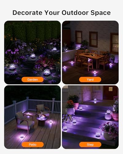 4 Pack 4.72" Multicolor Solar Power Cracked Glass Orb Light Outdoor - Image 6