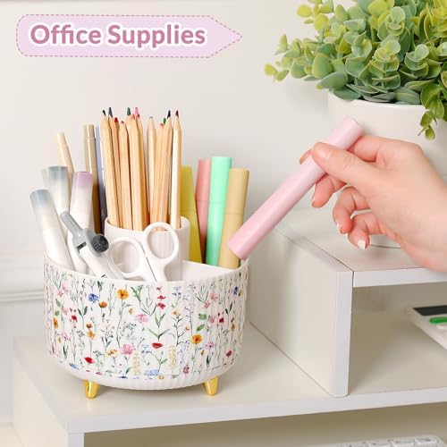 SKYDUE 360 Degree Rotating Desk Organizer, Dual-Purpose Pencil Pen Holder for Desktop, Desk Pen Organizer with 5 Slots, Office Supplies, Pencil Cup for Office, School, Home - Image 3