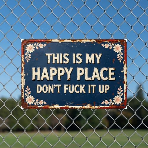Vintage Happy Place Metal Sign,Retro Funny Home Tin Sign,Wall Aesthetics for Bar Pub Club Cafe Living Room Kitchen Restaurant Shop Office,8x12 Inches (Happy Place-04) - Image 3