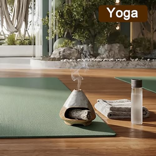 CEREMONY Palo Santo Holder -Mini Ceramic Incense Holder for Palo Santo and Sticks - White Sage Holder for Meditation Decor Ceremony Incense with Glass Gray Collector (Brown-Mount Fuji) - Image 6