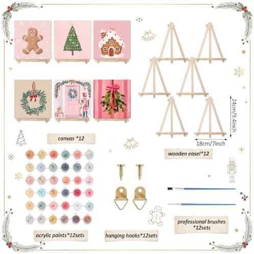 YooNotee 12 Pack Christmas Paint by Numbers Kit - Image 2