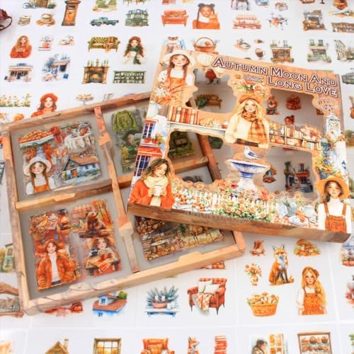 448Pcs Autumn Scenery Scrapbook Stickers for Scrapbooking Supplies, Transparent PET Aesthetic Stickers for Journaling, Junk Journal, Planner, DIY Craft Art, Scrap Booking Supples Kit - Image 2