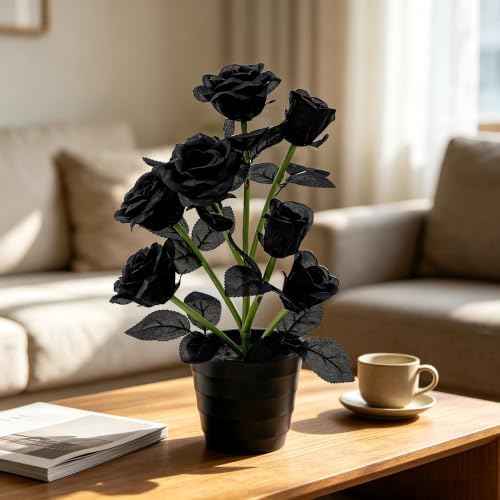 Gothic Black Rose LED Flower Lamp Artificial Rose Night Light Bedroom Decor - Image 6