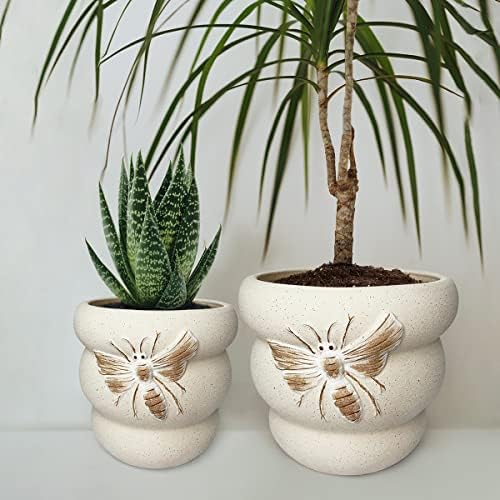 Ceramic Plant Pots, 8+6 Inch, 2 Pcs Indoor Planters with Drainage Holes - Image 4