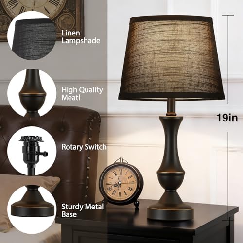 Table Lamp Set of 2, 19" Mordern Bedside Lamps for Living Room & Bedroom - Image 3