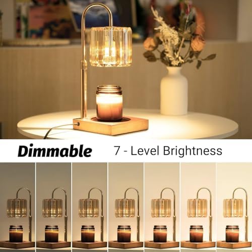 Yuichoy Candle Warmer Lamp with Timer, Dimmable Electric Candles Wamer Adjustable Height, Gifts for Women Mom, Glass Modern Candle Melter Lamp, Amber - Image 2