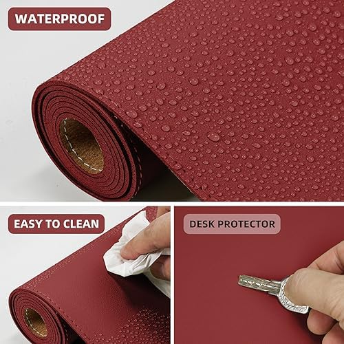 AFIING Cork Desk Mat, 35.4" x 17", Red,Desk pad Protector - Image 4