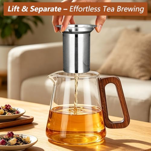 27oz/800ml Glass Teapot with Stainless Steel Removable Infuser - Image 5