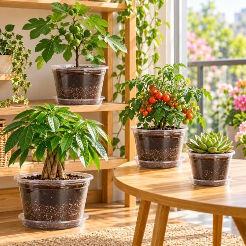 Bluepro Clear Nursery Pots with Saucers, 6/8/10/12 Inch, 20-Pack - Image 3