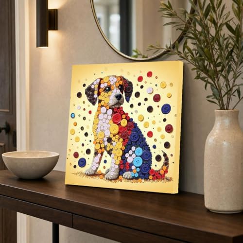 Framed Button Art Kit 11.8" DIY Mosaic Craft for Adults(Dog) - Image 3