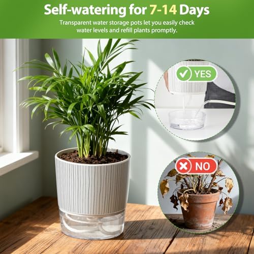 3 Pack Self Watering Pots for Indoor Plants, 5.5 Inch Plant Pots - Image 4