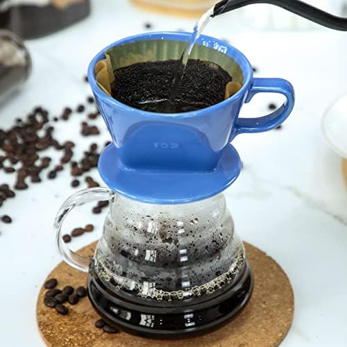 Pour Over Ceramic, Coffee Dripper Ceramic Coffee Maker,Blue - Image 2