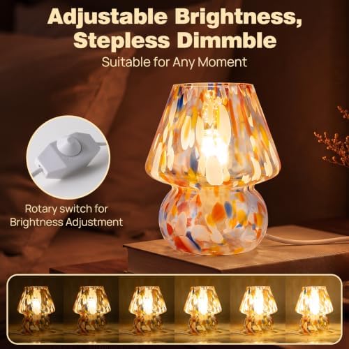 Small Mushroom Table Lamp for Bedside & Nightstand, Murano, Mixed - Image 4