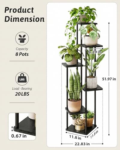 GENTINGBRO Corner Plant Stand Indoor Tall Plant Stand Black 6 Tier - Image 2