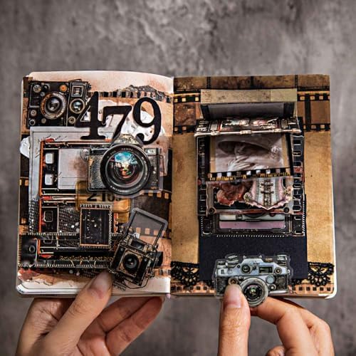 Vilikya 90Pcs Film Scrapbook Stickers Pack for Junk Journal Supplies, Movie-Themed Decoupage Paper for Scrapbooking Kit, PET Film Strip Tape & Photo Frame Cards for Bullet Journaling Decorative - Image 3