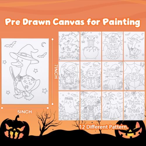 Louise Maelys 12 Pack Halloween Pre Drawn Canvas to Paint for Kids - Image 2