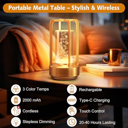 Rechargeable Table Lamp for Outdoor Indoor Portable Lamp with 3 Colors - Image 2
