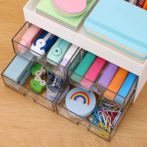 LETURE Desktop Organizer with Drawer, Accessories Stationary Organizer Desk Caddy, Pen/Pencil/Business Card/Sticky Note Tray/Paperclip Holder Storage Box (White) - Image 7