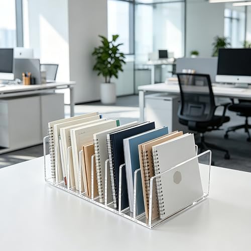 8 Compartments Clear Acrylic Mail Holder – Vertical Letter Sorter & Multifunction Desk Organizer for Bills, Documents, Notebooks – Modern Office/Home Envelope File Rack - Image 5