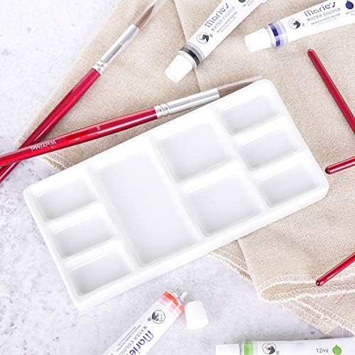VanEnjoy White Square Ceramic Artist Paint Palette,Porcelain Watercolor Palette,Ceramic Mixing Tray for Watercolor Gouache Painting - Image 6