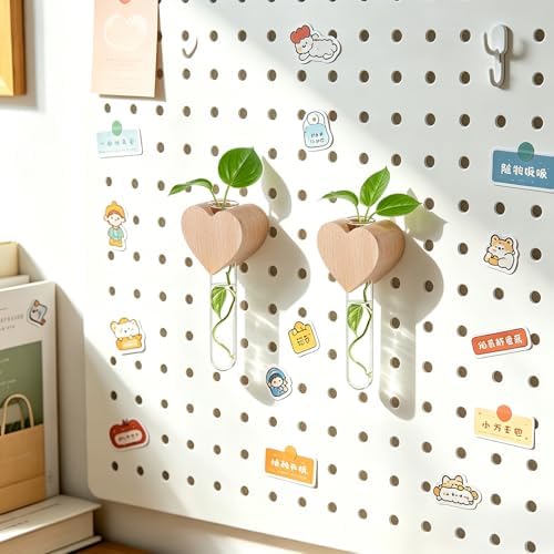 Heart-Shaped Wooden Magnetic Flower Vase Set of 2 for Refrigerator - Image 4