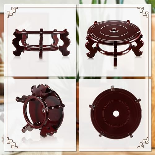 Geetery 2 Pcs 4–12 in Oriental Wooden Plant Stand Indoor Vase Stand, 6 in - Image 3