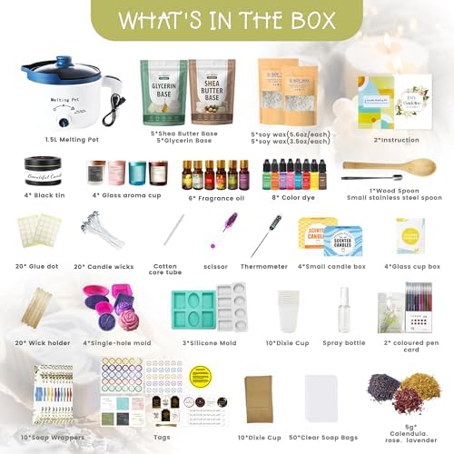 PIUH Deluxe 2-in-1 Candle & Soap Making Supplies Kit with Melter for Adults - Image 2