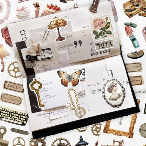 PRSTINCOL Vintage Sticker Book with 30 Pages and 300+ Aesthetic Stickers for Scrapbooking Supplies and Retro Bullet Journal - Image 5