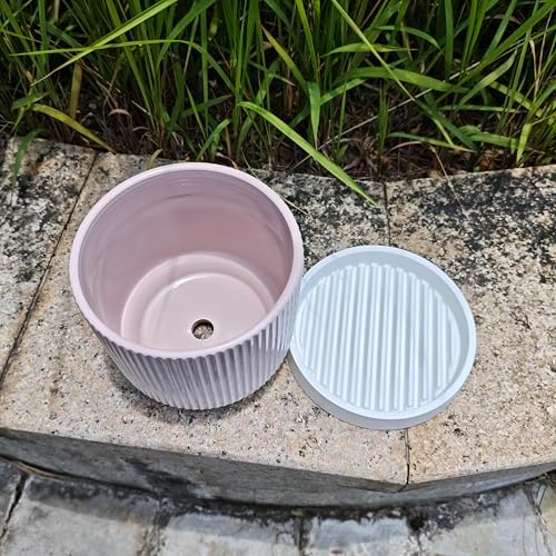 Cuteforyou 5.1 Inch Modern Textured Ceramic Succulent Planter Pot – Perfect for Small Plants, Cacti & Desk Decor – Lightweight & Durable，Pink - Image 7