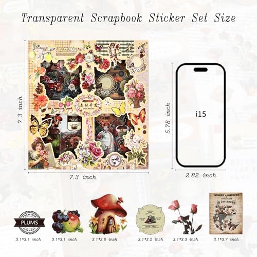 510PCS Scrapbook Kits for Adults, Vintage Aesthetic Journaling Stickers Ephemera for Junk Journal Supplies, 100 Sheets Diecut PET Scarpbook Stickers for Scrap Booking Supples, Bujo, DIY Crats Ars - Image 6