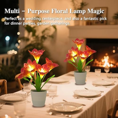 Artificial Red Amaryllis Flower Lamp Night Light for Bedroom Bar Coffee Shop Wedding Decor, Gifts for Women Mom Daughter Grandma Aunt Girlfriend Friend Birthday Christmas Valentines Mothers Day - Image 4